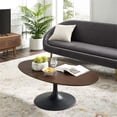 thumbnail image 2 of Allora Modern 48" Oval Top Metal Coffee Table in Black/Walnut, 2 of 6