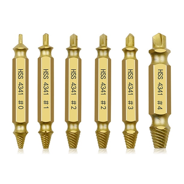 Juego de brocas para extractores de tornillos dañados 4341, removedores de pernos rotos despojados, interruptor de guía de perno de desmontaje de acero de alta velocidad, 6 piezas Eigraketly TO000828-01B