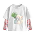 thumbnail image 2 of Piuwrlz Long Sleeve T-Shirt for Kids Girls Boys Cotton Shirts Printed Round Neck T Shirt Tops White Size 4 Years, 2 of 3