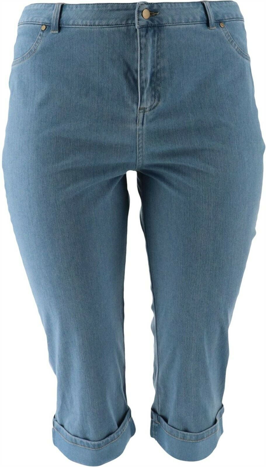 Joan Rivers - Joan Rivers Petite Stretch Denim Cropped Pants Women's ...