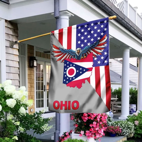 FLAGWIX American House Flag (29.5" x 39.5")- US State Ohio American Eagle Flag - Polyester Indoor Outdoor Flags