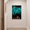 thumbnail image 3 of ZHONGYUTONG African American Wall Art Teal Painting Bloom Flower on Black Women Head Canvas Prints Africa Girl Portrait Pictures Framed Modern Home Decor (12.00" x 18.00"), 3 of 5