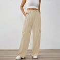 thumbnail image 2 of Bovemsi Casual Pants for Women Womens High Waisted Wide Leg Cargo Baggy Dress Work Trousers With 4 Pockets 2025 Trendy Beach Trousers, 2 of 8