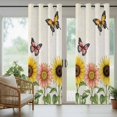 thumbnail image 4 of Summer Sunflower Butterfly Outdoor Curtains for Patio, Country Vintage Yellow Red Flower Leaf Waterproof Outside Curtains Privacy Blackout Curtain for Porch Pergola Cabana, 2 Panel 54W x 84L Inch, 4 of 9