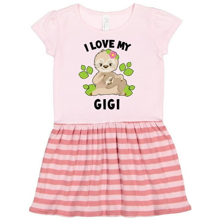 

Inktastic Cute Sloth I Love My Gigi and Green Leaves Gift Toddler Girl Dress