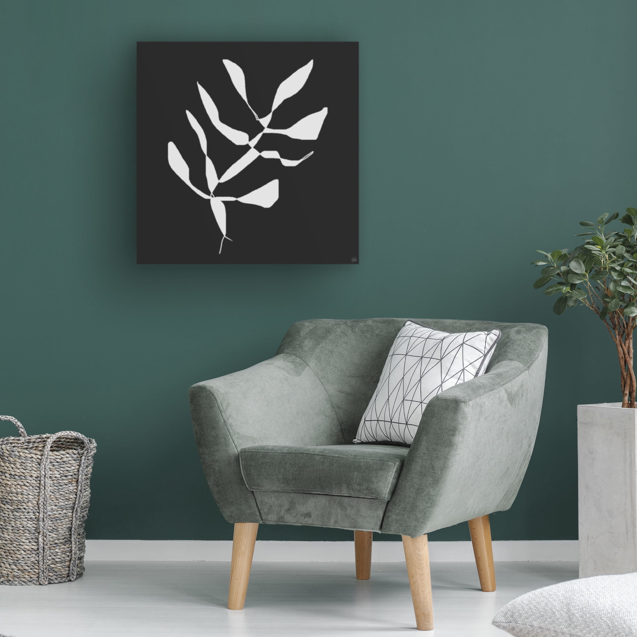 Canvas Wall Art - Line and Brush 'White To Plant 4' Wall Art for Living Room, Bedroom, or Office Décor by Trademark Fine Art - 18 x 18 Inches