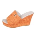 thumbnail image 5 of Rokment Linen Wedges Dress Slides Sandals for Women Beach Breathable Cotton Fabric Open Toe Platform Extra High Heels Fashion Casual Summer Espadrilles Heeled Slip on Red Size 8.5, 5 of 6