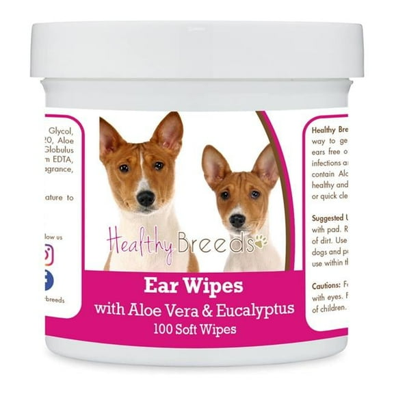 Healthy Breeds 192959823233 Basenji Ear Cleaning Wipes with Aloe & Eucalyptus for Dogs - 100 Count