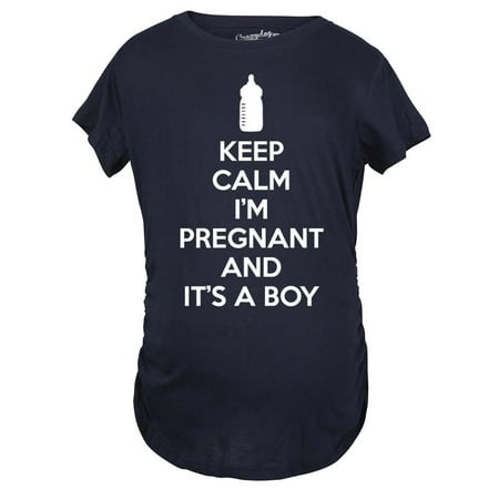 

Maternity Keep Calm Im Pregnant and Its a Boy Shirt Funny Pregnancy Announcement