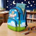 thumbnail image 4 of Xixirimido 17" Multi Pockets Kids Backpack for Boys Lightweight School Bag Girls Large Bookbag for Elementary Middle School Students, Cartoon Poodle Pilot Airplane Print, 4 of 8