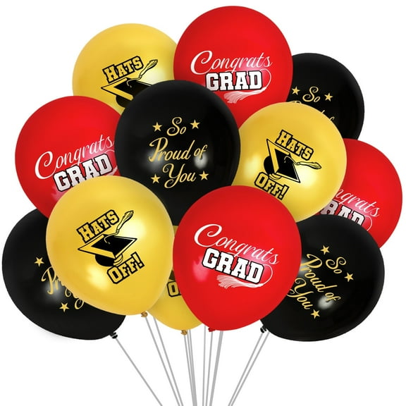 Red Graduation Balloon Bouquet 24 Pack - Red Graduation Party Supplies