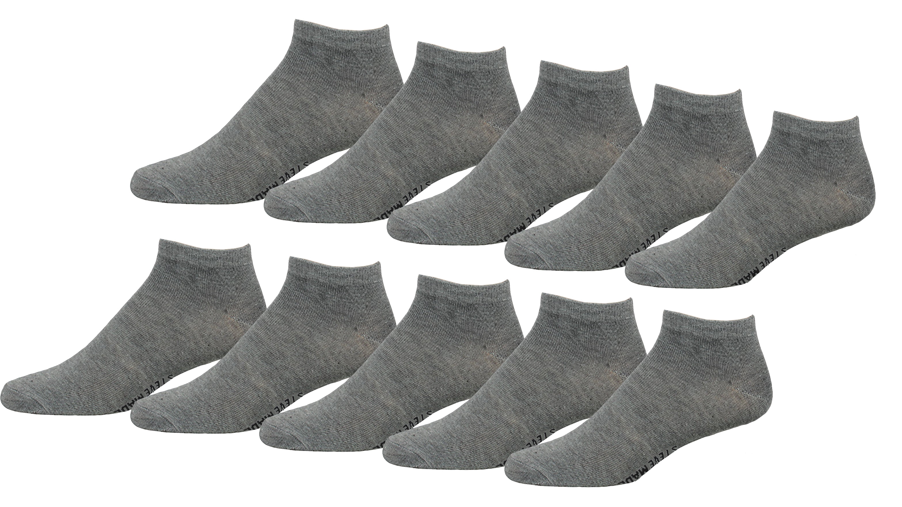 Steve Madden Low Cut Athletic Solid Socks for Men, 10-pack (Grey ...