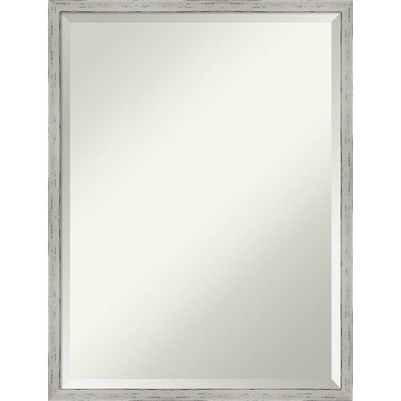 Amanti Art Shiplap White Narrow Beveled Wood Wall Mirror 25 x 19 in.