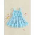 thumbnail image 4 of RUINIXCW Kids Toddler Baby Girl Summer Tulle Dress Birthday Cake Smash Outfit Baby Girls Photoshoot Outfits Sleeveless Mesh Ruffled Princess Birthday Baptism Wedding Party Dress, 4 of 9