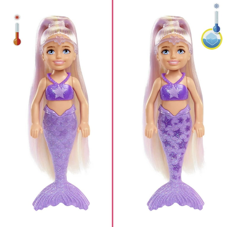 Barbie Chelsea Color Reveal Rainbow Mermaid Doll with 6 Surprises