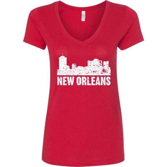 Inktastic New Orleans Skyline Grunge Women's V-Neck T-Shirt