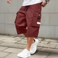 thumbnail image 5 of Domuza Men's Cargo Shorts Lightweight Multi-Pocket Drawstring Waist Casual Summer Baggy Cargo Shorts Relaxed Fit Hiking Capri Shorts Deep Red 3XL, 5 of 5