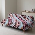 thumbnail image 6 of SCRAWLGOD Leopard Print Stripe Blue Pink Futon Cover for Armless Sofa Bed, Scratch-Resistant Futon Mattress Covers Couch Cover Protector with Elastic Bottom for Cats and Dogs, 6 of 7