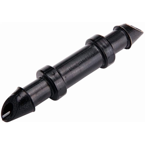 312050B Drip Irrigation Fittings Single Barbed Coupling Connectors, 1/4-Inch, 50 Per Bag, for Trees, Shrubs, Gardens, Black