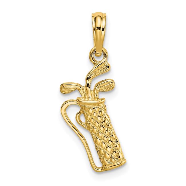 Finest Gold 10K Yellow Gold Golf Bag with Clubs Charm