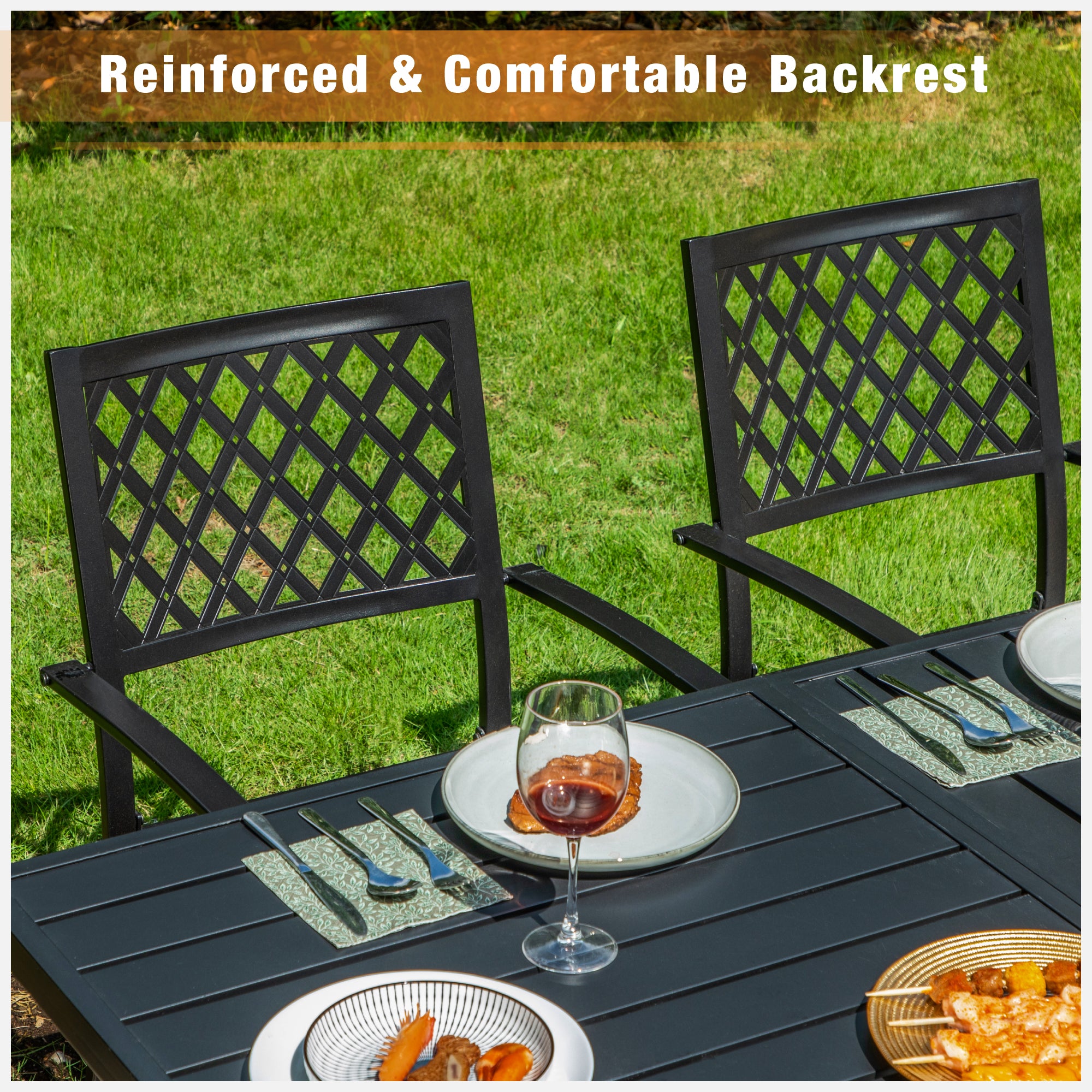 Sophia & William Set of 2 Outdoor Patio Dining Chairs Metal Swivel Chairs with Beige Cushions - image 5 of 6