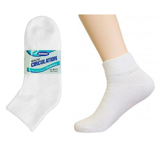 pares de calcetines circulatorios de tobillo para diabéticos, soporte de salud para hombre, ajuste blanco, talla 9-11