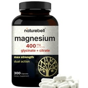 Magnesium Complex 400mg Supplement, 300 Capsules | Magnesium Glycinate + Citrate Elemental Forms  Essential Minerals for Heart, Muscle, & Digestion Support  Non-GMO & No Gluten