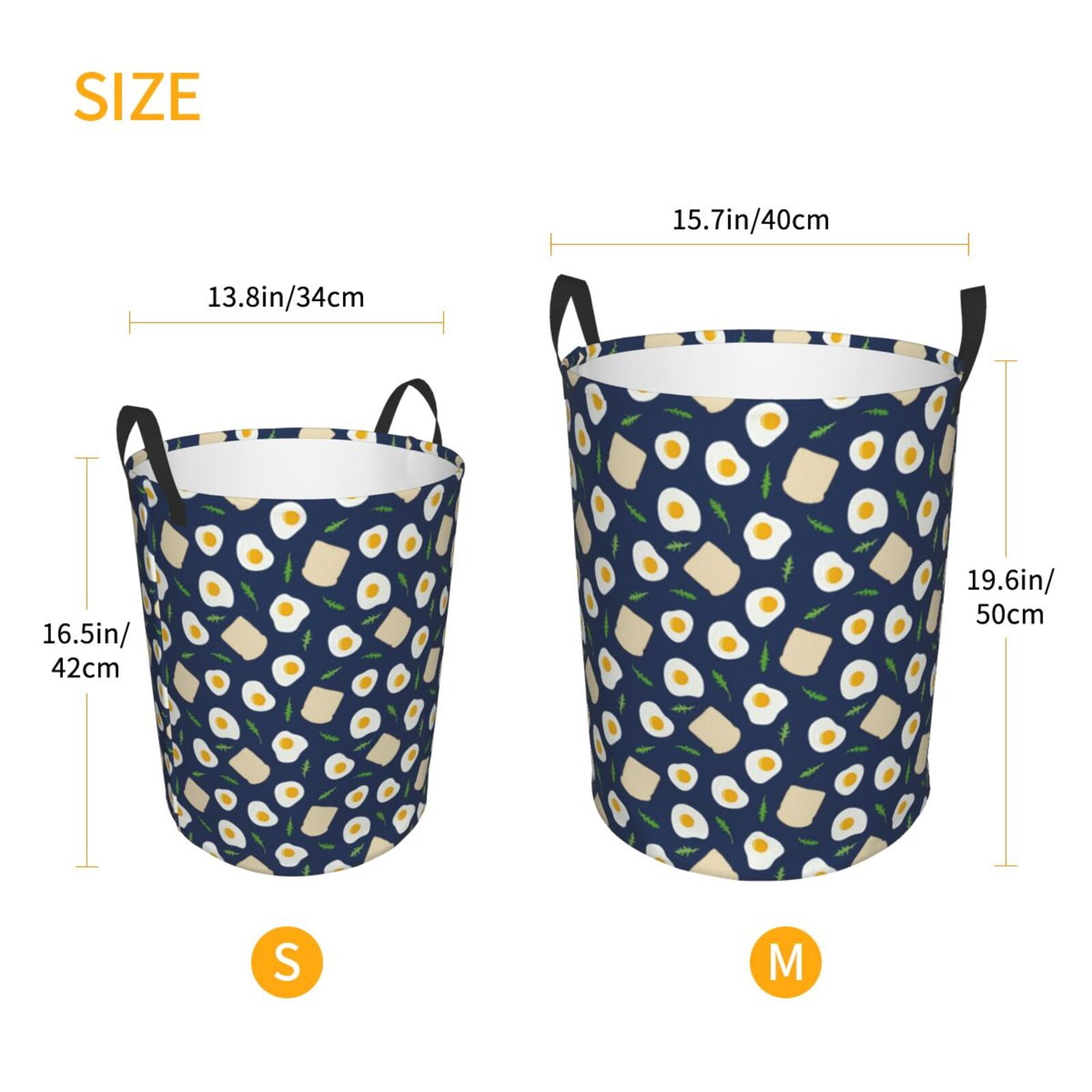 Large Laundry Basket with Handles - Cute Fried Egg Bread Kids Baby Dirty Clothes Laundry Hamper for Bedroom Aesthetic