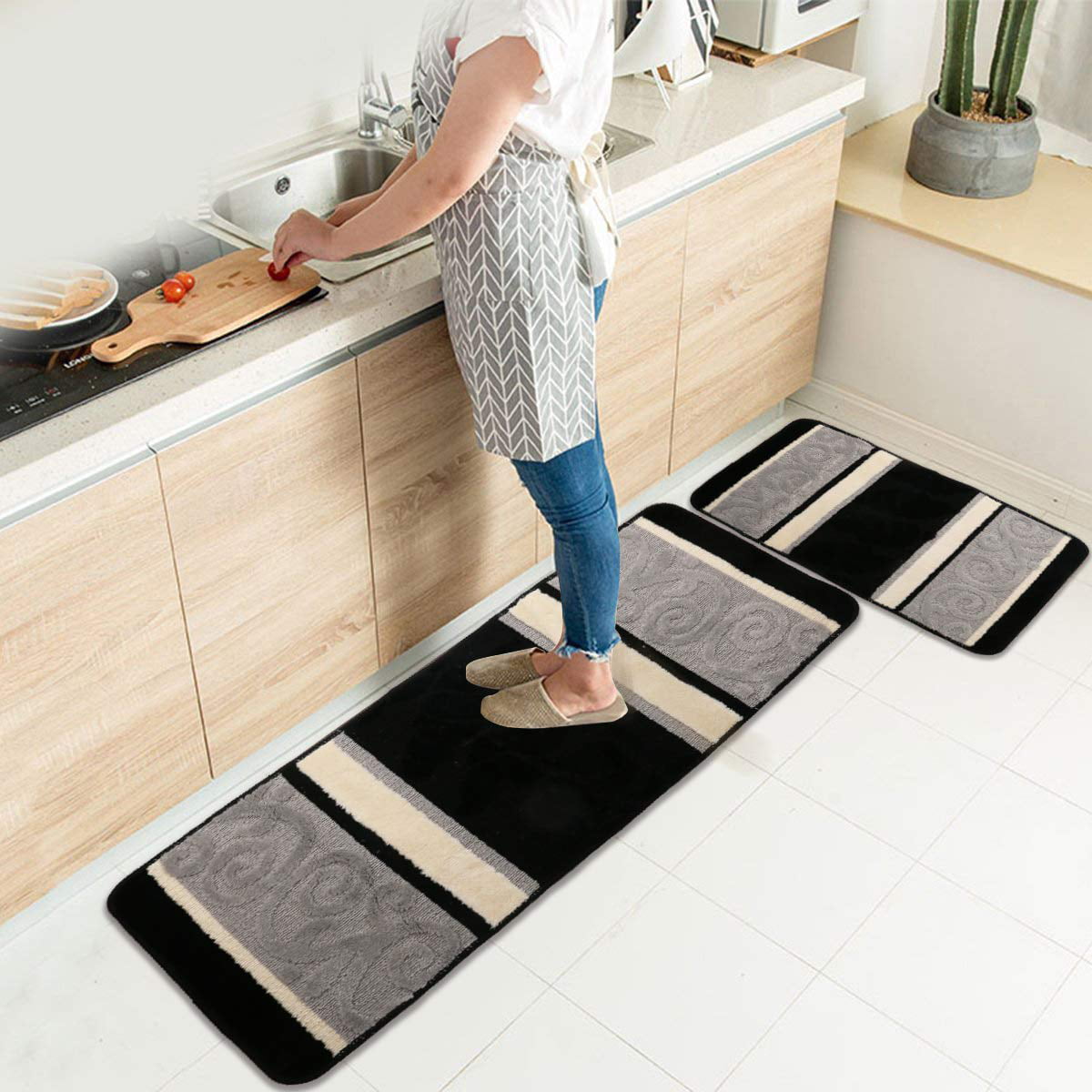 Kitchen Rugs Set of 2,Valentine's Day High Heels Kitchen Mats Rugs Non Skid Washable Anti Fatiguee,FarmhouseWoman Shoes Water Absorption Doormat Carpet for Bedroom/Bathroom/Living Room