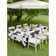 thumbnail image 4 of Outdoor Tablecloth with Umbrella Hole for Patio/Picnic/Party/Camping, Football Sports Waterproof Table Cloth Rectangle Table Cover Washable, Modern Black White Plaid Bows Ball Games (60"x 120"), 4 of 9