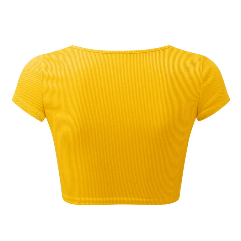  ANMUR Fashion Basic Tank Tops for Women Double Layer Cotton  Sports Crop Top Sleeveless Underwear T Shirts Blouses (Color : Yellow, Size  : M/Medium) : Clothing, Shoes & Jewelry