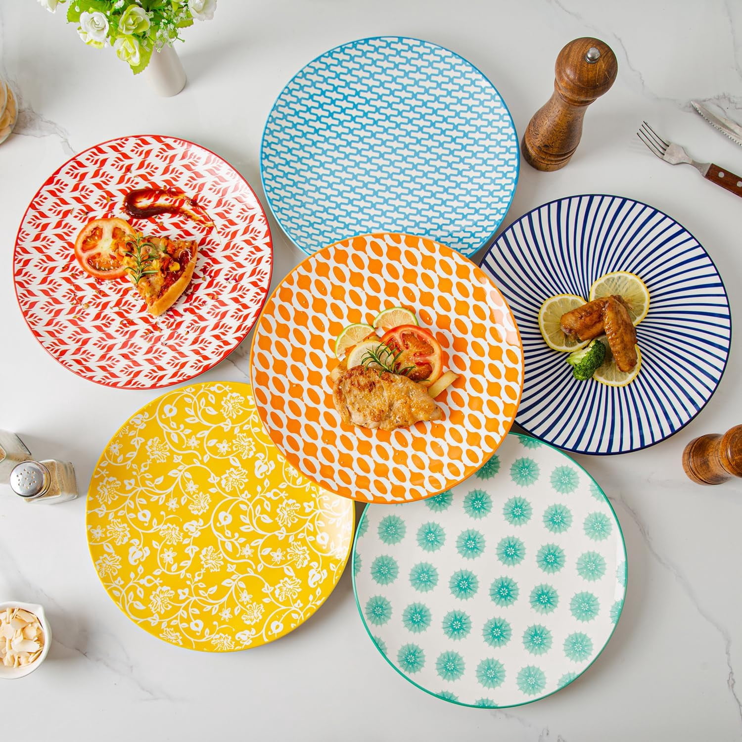 Dessert Plates Set - 6 Inch Small Appetizer Plates for Kitchen