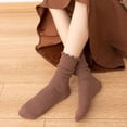 thumbnail image 4 of CoCozhu Women's Cute Ruffle Frilly Socks Neutral Thin Cotton Knit Crew Socks Ribbed Slouch Lettuce loafer Socks Teen Girls, 4 of 7