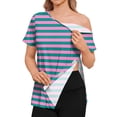 thumbnail image 2 of ASDFVBKG Post Shoulder Surgery Shirt for Women Tear Away Short Sleeve Tops After Rotator Cuff Shirt V Neck Chemo Port Adaptive Clothing Pink 3XL, 2 of 4
