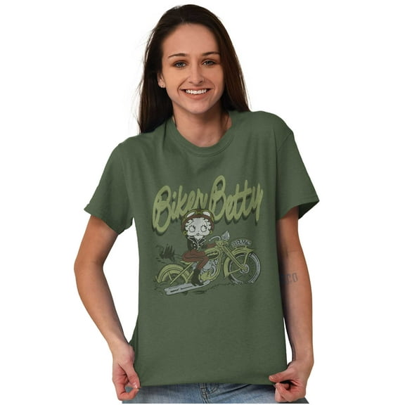 Betty Boop Cartoon Traveling Biker Women's Graphic T Shirt Tees Brisco Brands S