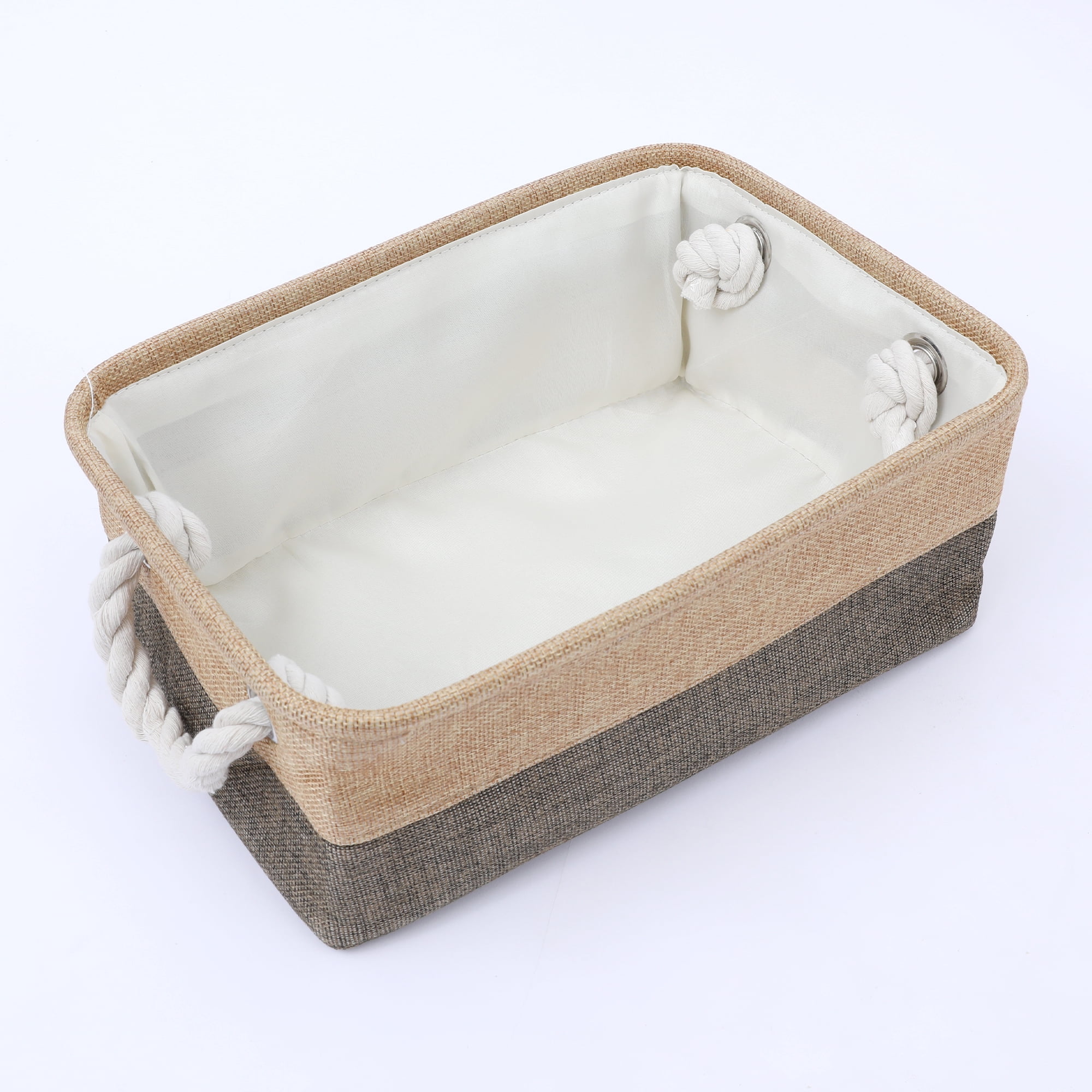 Unique Bargains Storage Bin with Handle Fabric Cube Coffee/Brown 12.5*8.5*5in