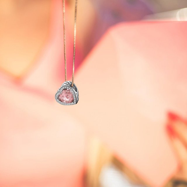 Dije de corazón para pulsera, dijes espaciadores para cadenas de serpiente, cuentas de corazón de Metal, cuentas con orificio grande para brazaletes, , Rosa Yinane Charm Corazón para Pulsera