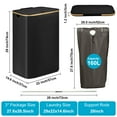 thumbnail image 4 of Sunnycome Cestas de Lavandería Grandes de 160 L con Tapa y 3 Bolsas Clasificadoras Plegables, Cestas de Lavandería con Asas de Bambú, Cesta para Ropa Sucia, Impermeable, Resistente a los Olores, Negro, 4 of 7