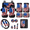 Abstract Impasto American Flag Pattern, variant on American Bald Eagle Pattern Car Seat Cover Set, with Steering Wheel Cover Auto Center Console Cover Key Holder Car Armrest Cushion Car Foot Mats Set