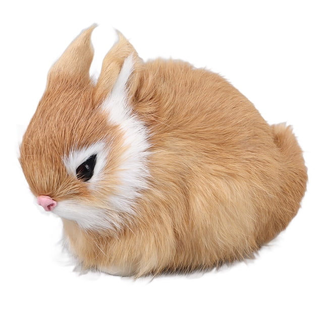 Conejo de simulación realista que no destiñe, suave y lindo, figura de conejo peludo para niños, accesorios de decoración, amarillo