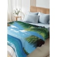 thumbnail image 4 of Full Size Flat Sheet Only, Coastal Ocean Soft Brushed Microfiber Bed Sheets, Sandy Beach Coconut Tree Blue Sky Scenery Hotel Quality Breathable Bedding Top Sheet, Easy Care, 81"x96", 4 of 9