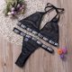 thumbnail image 3 of VISgogo Conjunto de lencería para mujer de 2 piezas, Sujetador push-up con cuello en V y cordones transparentes con estampado de letras + Tanga elástico para novia, esposa VISgogo moda, 3 of 9