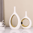 thumbnail image 2 of White and Gold Vase Ceramic White Vases Home Decor,Modern Minimalist Circle with Hole D mj4436, 2 of 6
