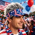 thumbnail image 5 of 4th of July Accessories,Patriotic Baseball Cap,Adult Patriotic Hair Hat,250th Anniversary Decoration,Baseball Cap with Fake Spiked Hair Sun Protection,American Flag Hats with Hair for Men and Women, 5 of 9