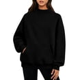 thumbnail image 2 of Zeliretfy Womens Turtleneck Sweatshirt Long Sleeve Pullover Comfort Tops for Loungewear Home Wear Everyday Basic Solid Color Multiple Colors Available, 2 of 9
