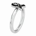 thumbnail image 3 of 925 Sterling Silver Stackable Expressions Black Enameled Awareness Ribbon Ring Size: 6; for Adults and Teens; for Women and Men, 3 of 4