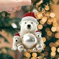 thumbnail image 4 of Polar Bear in Santa Hat Ornament – Birch Wood Holiday Decoration – Arctic for Animal Lovers, 4 of 9