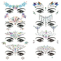 Le Fu Li 8 sets Women Mermaid Face Gems Glitter,Rhinestone Rave Festival Face Jewels,Crystals Face Stickers,Halloween Eyes Face Body Tattoo Rhinestone Temporary Tattoos
