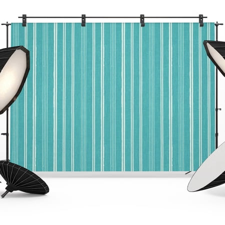 Teal Striped Backdrops for Photography Minimalism Stripes Modern Vintage Farmhouse Abstract Fabric Photo Background Sturdy Studio Props for Photo Studio Video Recording Booth & Photoshoot 10x8ft