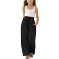 thumbnail image 5 of Ruyang Girls Wide Leg Sweatpants High Elastic Waisted Joggers Drawstring Pockets Baggy Denim Pants Teens Girls Y2k Streetwear Jeans, 5 of 9